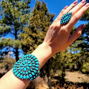 Vintage RARE 1950s turquoise cluster bracelet